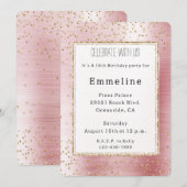 Blush Pink Glam Gold Sparkle Confetti Verjaardag Kaart (Voorkant / Achterkant)