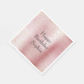 Blush Pink Glam Gold Sparkle Confetti Verjaardag Servet (Hoek)