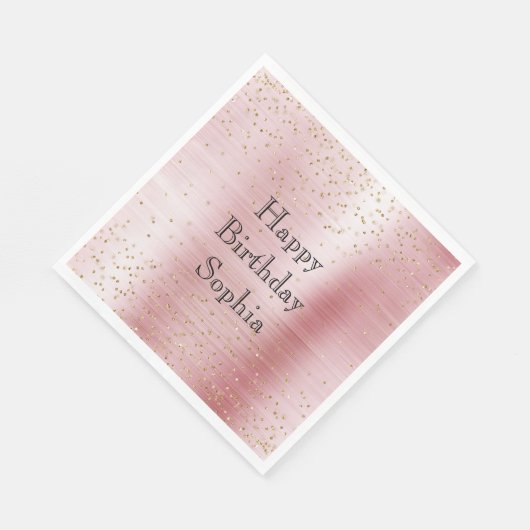 Blush Pink Glam Gold Sparkle Confetti Verjaardag Servet (Hoek)