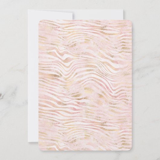 Blush Pink Glam Gold White Zebra Print Kaart (Achterkant)
