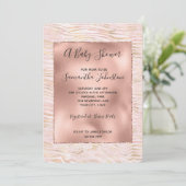 Blush Pink Glam Gold Zebra Print Baby shower Kaart (Staand voorkant)