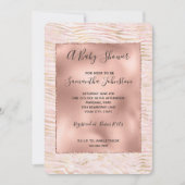 Blush Pink Glam Gold Zebra Print Baby shower Kaart (Voorkant)