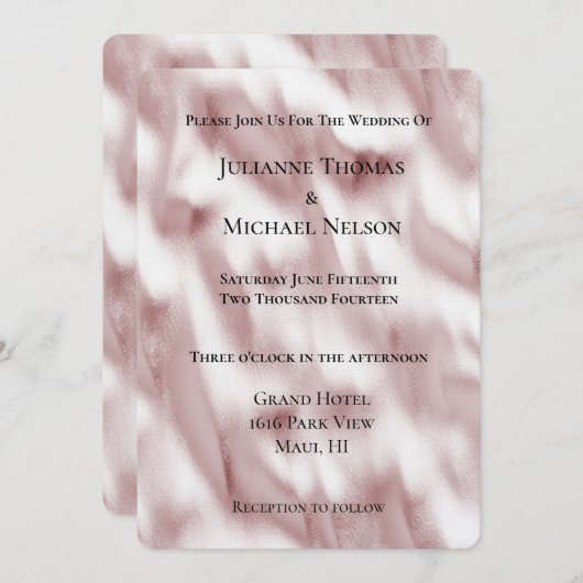 Blush Pink Glam Romantische bruiloft Kaart (Voorkant / Achterkant)