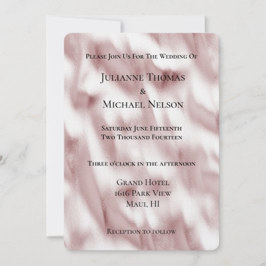 Blush Pink Glam Romantische bruiloft Kaart (Voorkant)