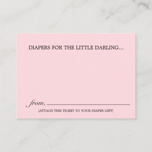 Blush Pink Glam Tiffany Luier Raffle Baby shower Informatiekaartje (Achterkant)