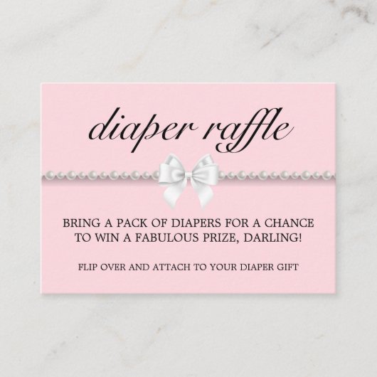Blush Pink Glam Tiffany Luier Raffle Baby shower Informatiekaartje (Voorkant)