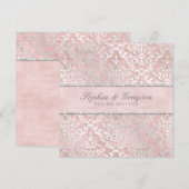 Blush Pink Glimmer Damask Wedding Invite Kaart (Voorkant / Achterkant)