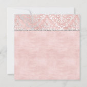 Blush Pink Glimmer Damask Wedding Invite Kaart (Achterkant)