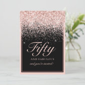 Blush Pink Glitter 50 en Fabulous Birthday Kaart (Staand voorkant)