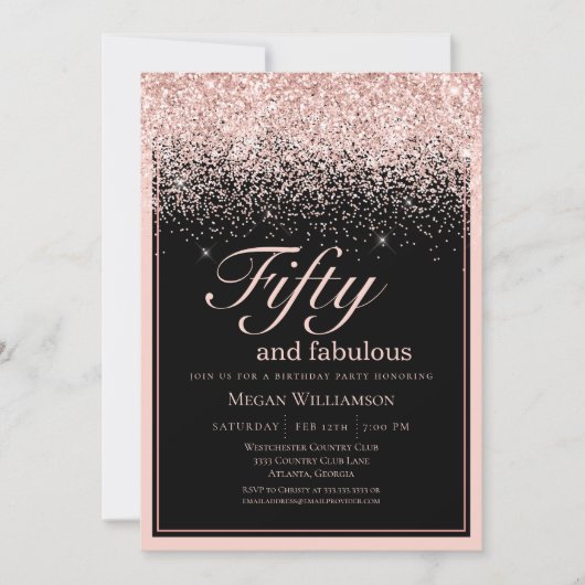 Blush Pink Glitter 50 en fantastische verjaardag Kaart (Voorkant)
