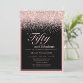 Blush Pink Glitter 50 en fantastische verjaardag Kaart (Staand voorkant)