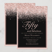 Blush Pink Glitter 50 en fantastische verjaardag Kaart (Voorkant / Achterkant)