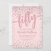 Blush Pink Glitter 50th Birthday Kaart (Voorkant)