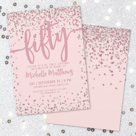 Blush Pink Glitter 50th Birthday Kaart
