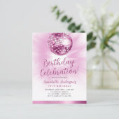 Blush Pink Glitter 70s Party Disco Ball Verjaardag Briefkaart (Staand voorkant)