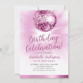 Blush Pink Glitter 70s Party Disco Ball Verjaardag Kaart (Voorkant)