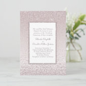 Blush Pink Glitter and Shine Wedding Invitation Kaart (Staand voorkant)
