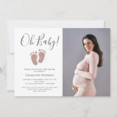 Blush Pink Glitter Baby Feet Photo Kaart (Voorkant)