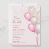 Blush Pink Glitter Bewaar de datum 42e verjaardag Kaart (Voorkant)