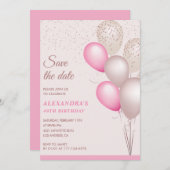 Blush Pink Glitter Bewaar de datum 49e verjaardag Kaart (Voorkant / Achterkant)
