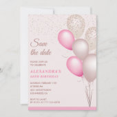Blush Pink Glitter Bewaar de datum 68e verjaardag Kaart (Voorkant)
