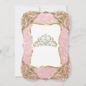 Blush Pink Glitter Birthday Party Gold White Tiara Kaart (Achterkant)