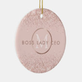 Blush Pink Glitter Boss Lady CEO Monogram Keramisch Ornament (Rechts)
