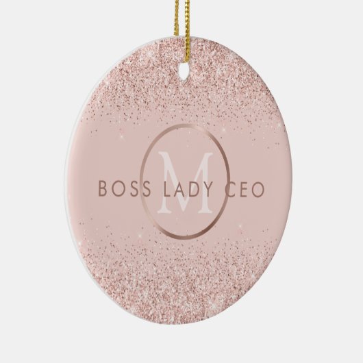 Blush Pink Glitter Boss Lady CEO Monogram Keramisch Ornament (Rechts)