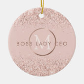 Blush Pink Glitter Boss Lady CEO Monogram Keramisch Ornament (Voorkant)