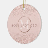 Blush Pink Glitter Boss Lady CEO Monogram Keramisch Ornament (Links)