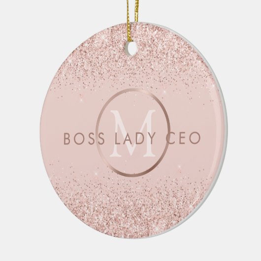 Blush Pink Glitter Boss Lady CEO Monogram Keramisch Ornament (Links)