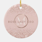 Blush Pink Glitter Boss Lady CEO Monogram Keramisch Ornament (Achterkant)