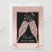 Blush Pink Glitter Champagne 21st Birthday Kaart (Voorkant)