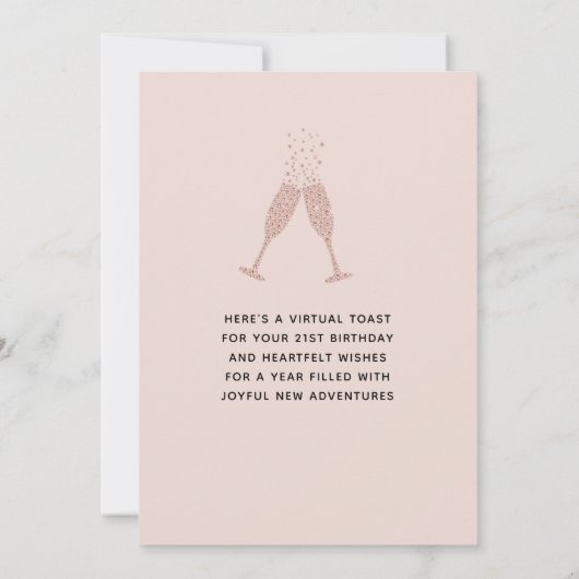 Blush Pink Glitter Champagne 21st Birthday Kaart (Achterkant)