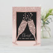 Blush Pink Glitter Champagne Toast Nieuwjaar (Staand voorkant)