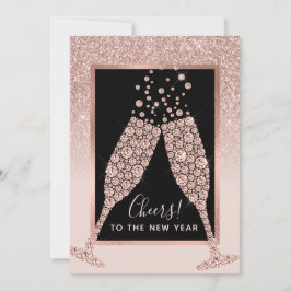 Blush Pink Glitter Champagne Toast Nieuwjaar