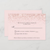 Blush Pink Glitter Confetti Gepersonaliseerde RSVP (Voorkant / Achterkant)