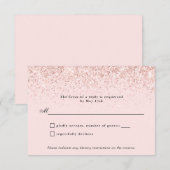 Blush Pink Glitter Confetti Gepersonaliseerde RSVP Kaartje (Voorkant / Achterkant)