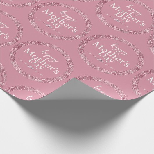 Blush Pink Glitter & Diamonds Happy Moederdag Cadeaupapier (Hoek)