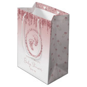 Blush Pink Glitter Drip Baby shower Gift Bag Medium Cadeauzakje (Achterkant Gekanteld)