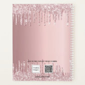 Blush pink glitter drips name script 2023 planner (Achterkant)