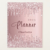 Blush pink glitter drips name script 2023 planner (Voorkant)