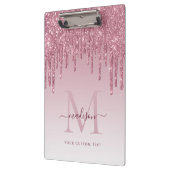 Blush Pink Glitter Drips Sparkle Modern Monogram Klembord (Links)