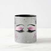 Blush Pink Glitter Eyes Monogram Mok (Midden)