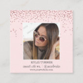 Blush Pink Glitter | Foto sociale media QR-code Vierkante Visitekaartje (Voorkant)