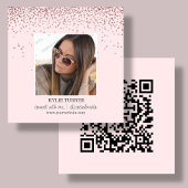 Blush Pink Glitter | Foto sociale media QR-code Vierkante Visitekaartje