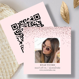 Blush Pink Glitter | Foto sociale media QR-code Vierkante Visitekaartje