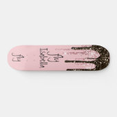 Blush Pink Glitter Girly Sparkle Persoonlijke naam Persoonlijk Skateboard (Horizontaal)