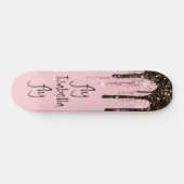 Blush Pink Glitter Girly Sparkle Persoonlijke naam Persoonlijk Skateboard (Horizontaal)