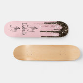 Blush Pink Glitter Girly Sparkle Persoonlijke naam Persoonlijk Skateboard (Horizontaal)